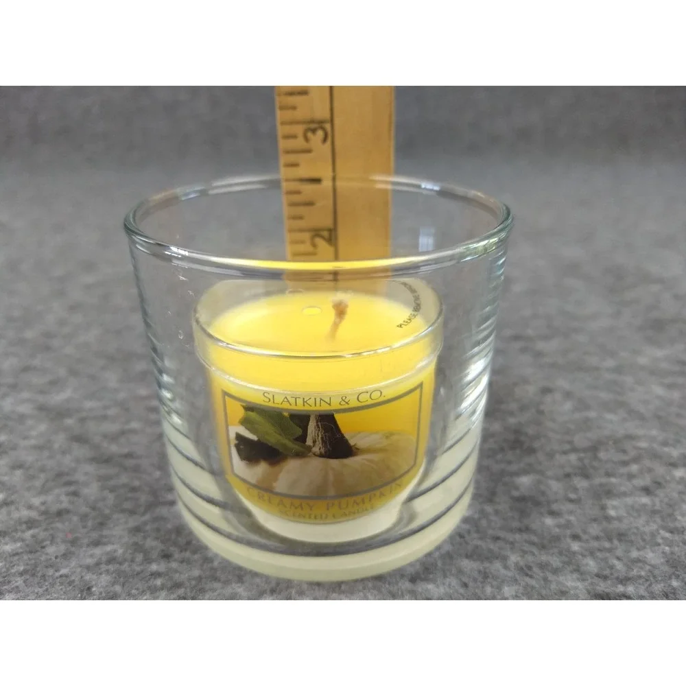 Slatkin Co Bath Body Works Mini‎ Candle CREAMY PUMPKIN 1.6 oz Clear Glass Holder